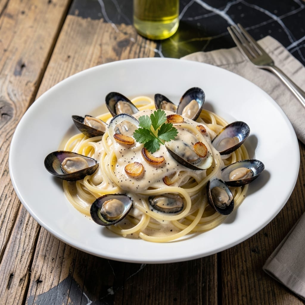 Mussels Pasta Recipe Cream: Garlic-Infused Seafood Indulgence