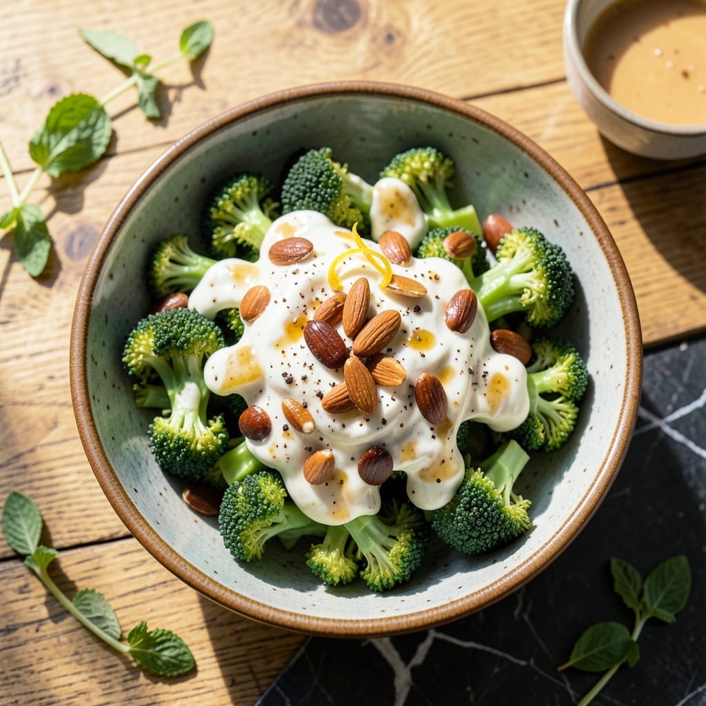 Best Broccoli Salad Recipe Ever Without Mayo: Tangy Yogurt Dressing With Crunchy Almonds