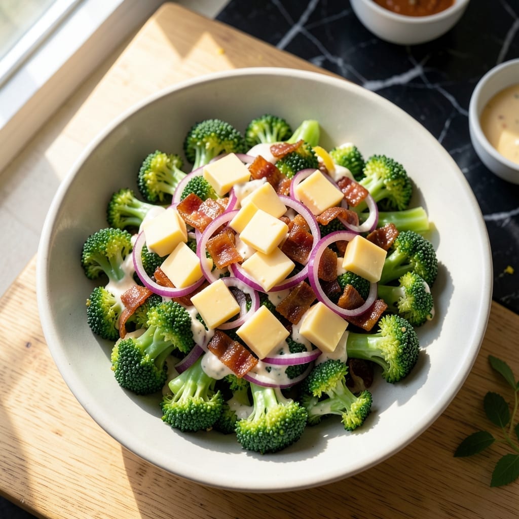 Broccoli Salad Recipe With Cheddar Cheese: Crunchy Garden Medley With Creamy Tang