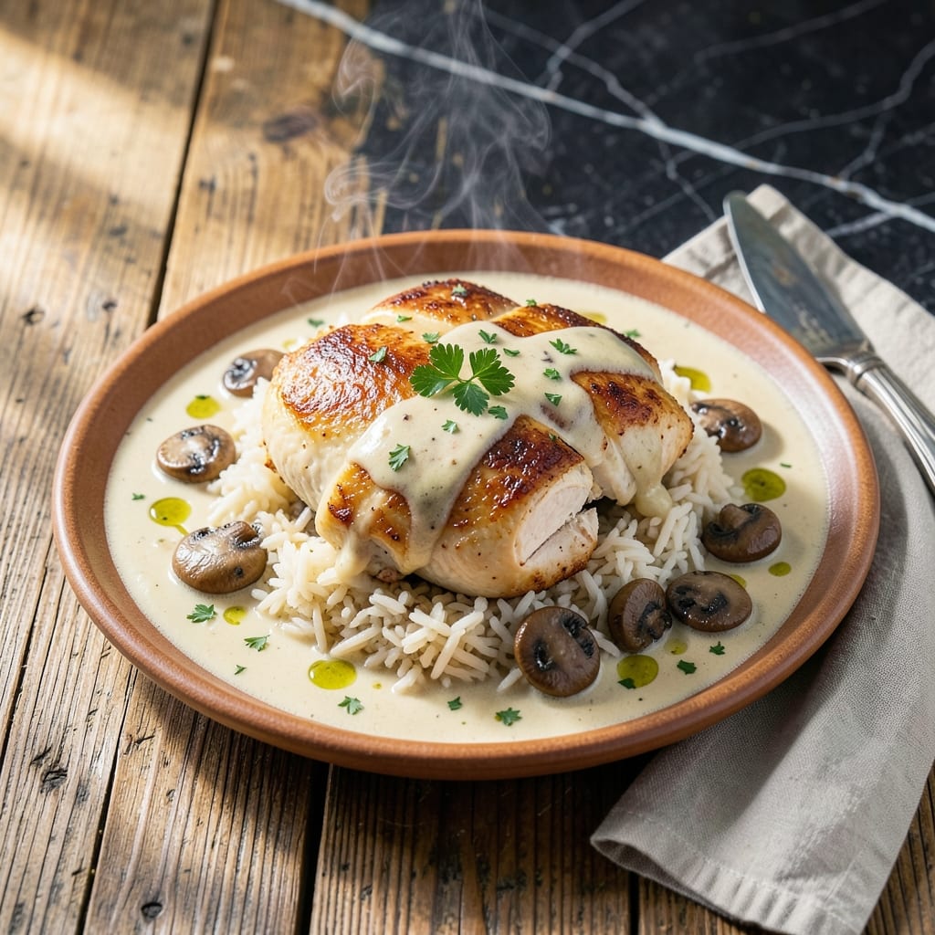Old Fashioned Chicken Supreme Recipe With Rice: Classic Baked Comfort with Creamy Mushroom Sauce