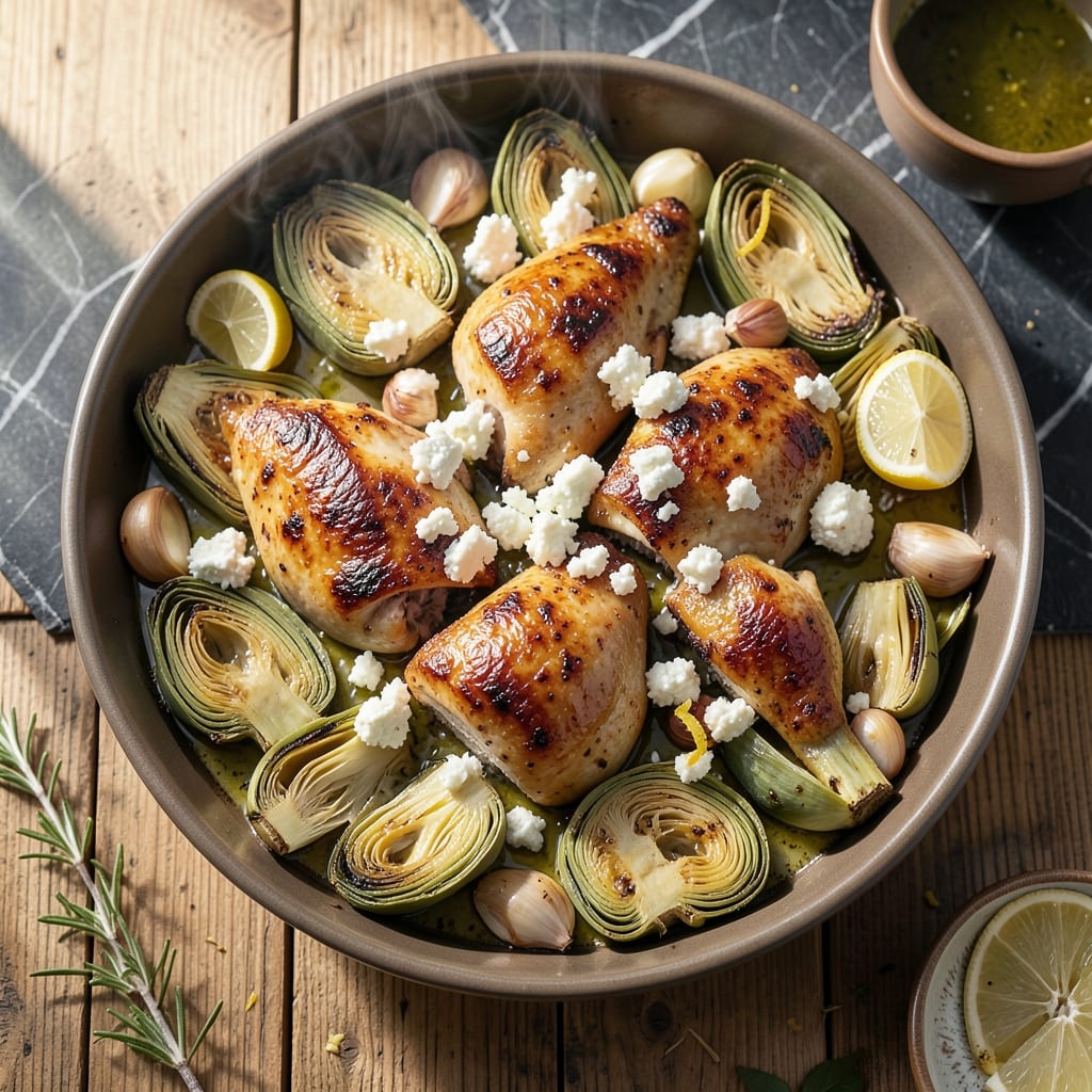 Mediterranean Baked Chicken Recipe With Artichokes and Feta Cheese: Zesty One-Pan Feast Mediterranean Baked Chicken Recipe With Artichokes and Feta Cheese: Zesty One-Pan Feast