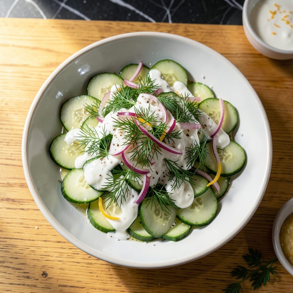 Cucumber Salad German Recipe With Dill: Chilled Creamy Herbed Delight