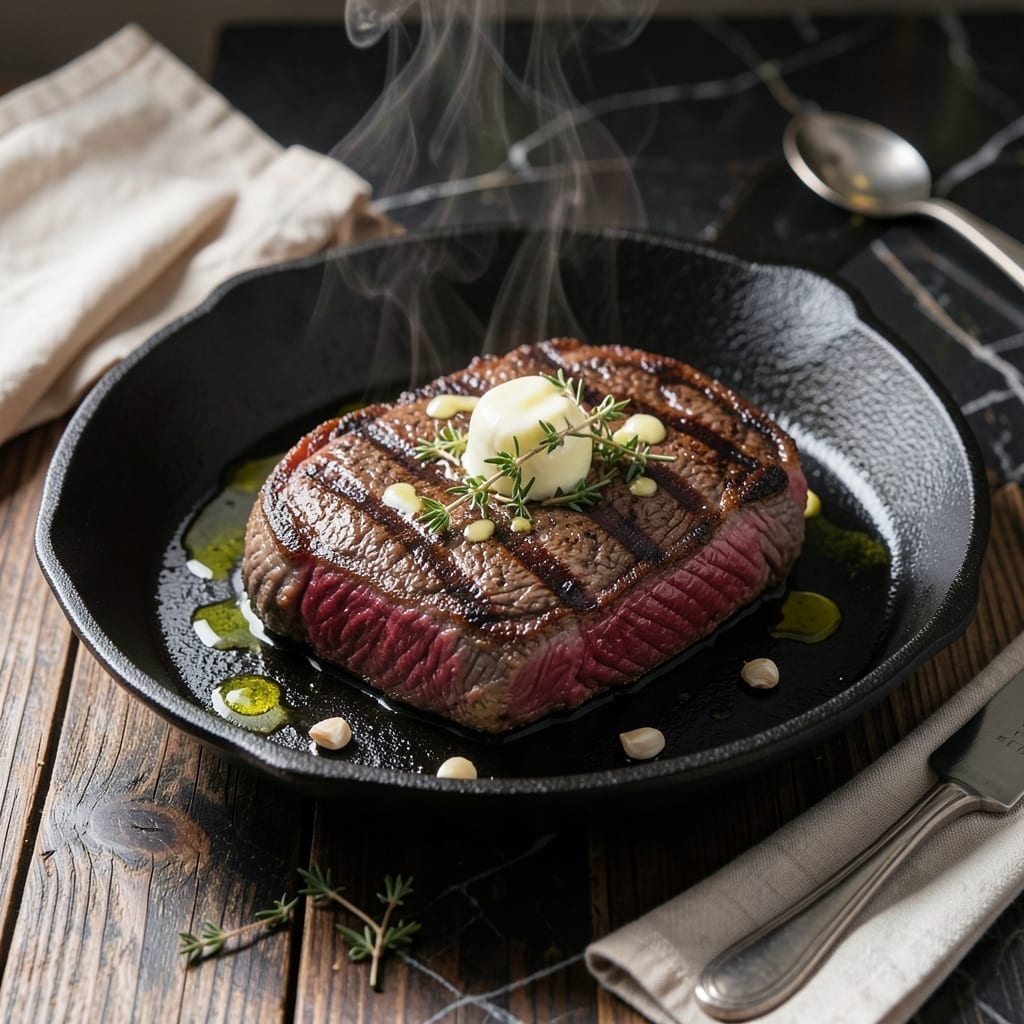 New York Steak Recipe Pan: Cast Iron Seared with Buttery Finish