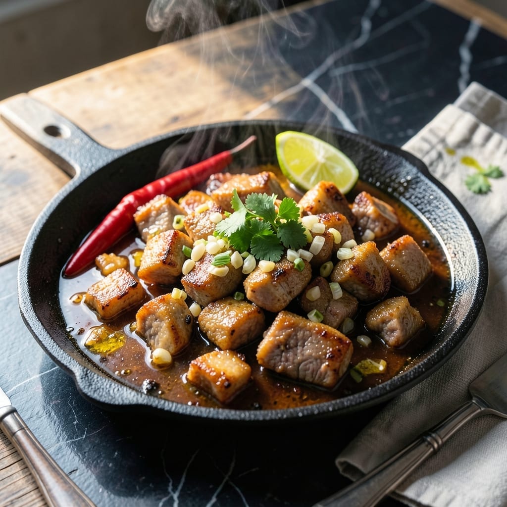 Filipino Recipe Pork Sisig: Sizzling Street Food with Crispy Bits