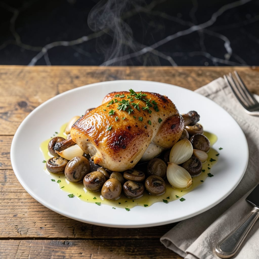 French Recipe Chicken Mushrooms White Wine: Classic Coq Au Vin Style