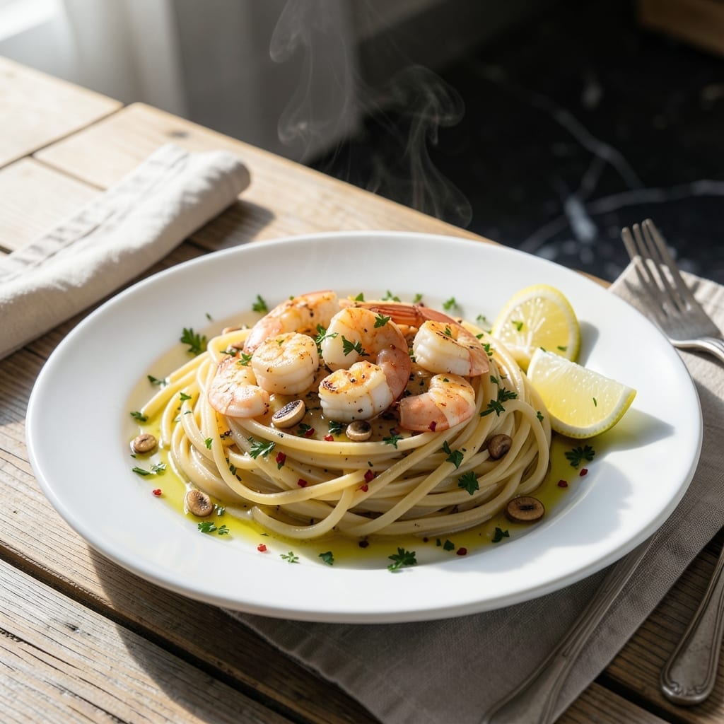 Garlic Shrimp Pasta Recipe with Olive Oil: Bright Lemon Zest and Al Dente Bite