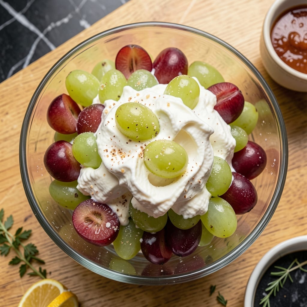 Recipe for Grape Salad With Cream Cheese and Cool Whip: Sweet and Creamy Picnic Classic Recipe for Grape Salad With Cream Cheese and Cool Whip: Sweet and Creamy Picnic Classic