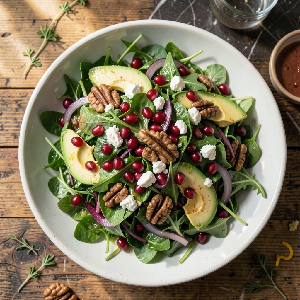 Recipe Salad With Pomegranate Seeds: Ruby Jewels on Fresh Greens
