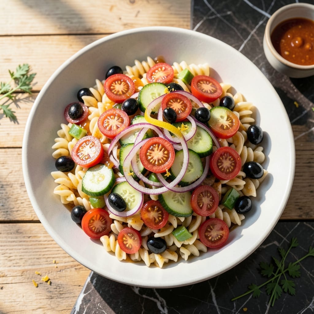 Cold Noodle Salad Recipe Italian Dressing: Chilled Al Dente Ribbons With Zesty Herb Kick