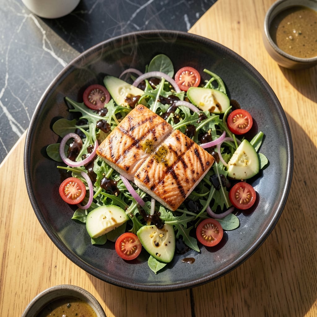 Grilled Salmon Salad Recipe Balsamic: Flaky Fish With Bright Dressing