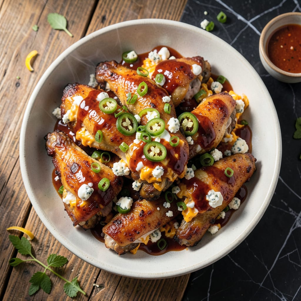 2 Fat 2 Fly Stuffed Chicken Wings Recipe: Double Crispy Spicy Delight example with annotations