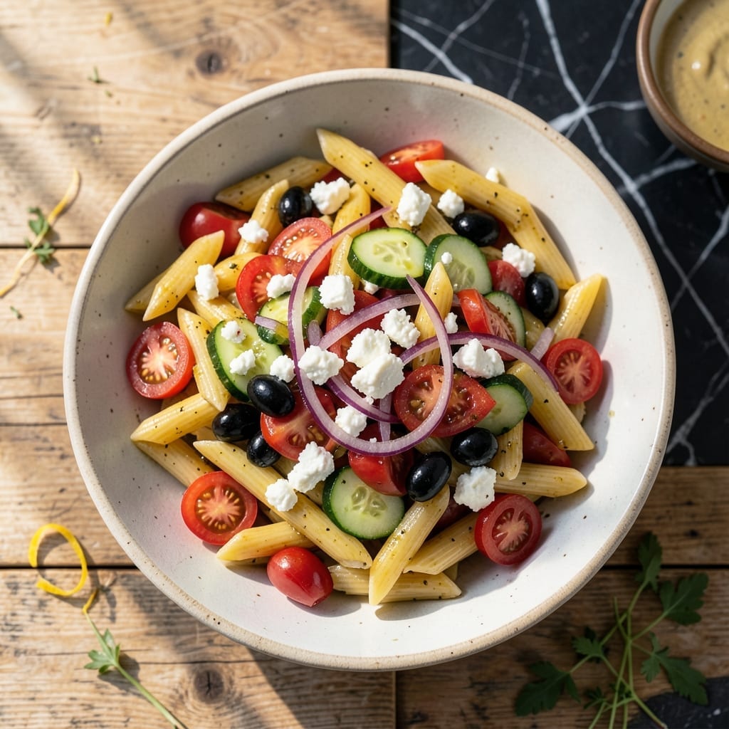 Recipe Pasta Salad With Feta Cheese: Mediterranean Crunch and Creamy Harmony Recipe Pasta Salad With Feta Cheese: Mediterranean Crunch and Creamy Harmony