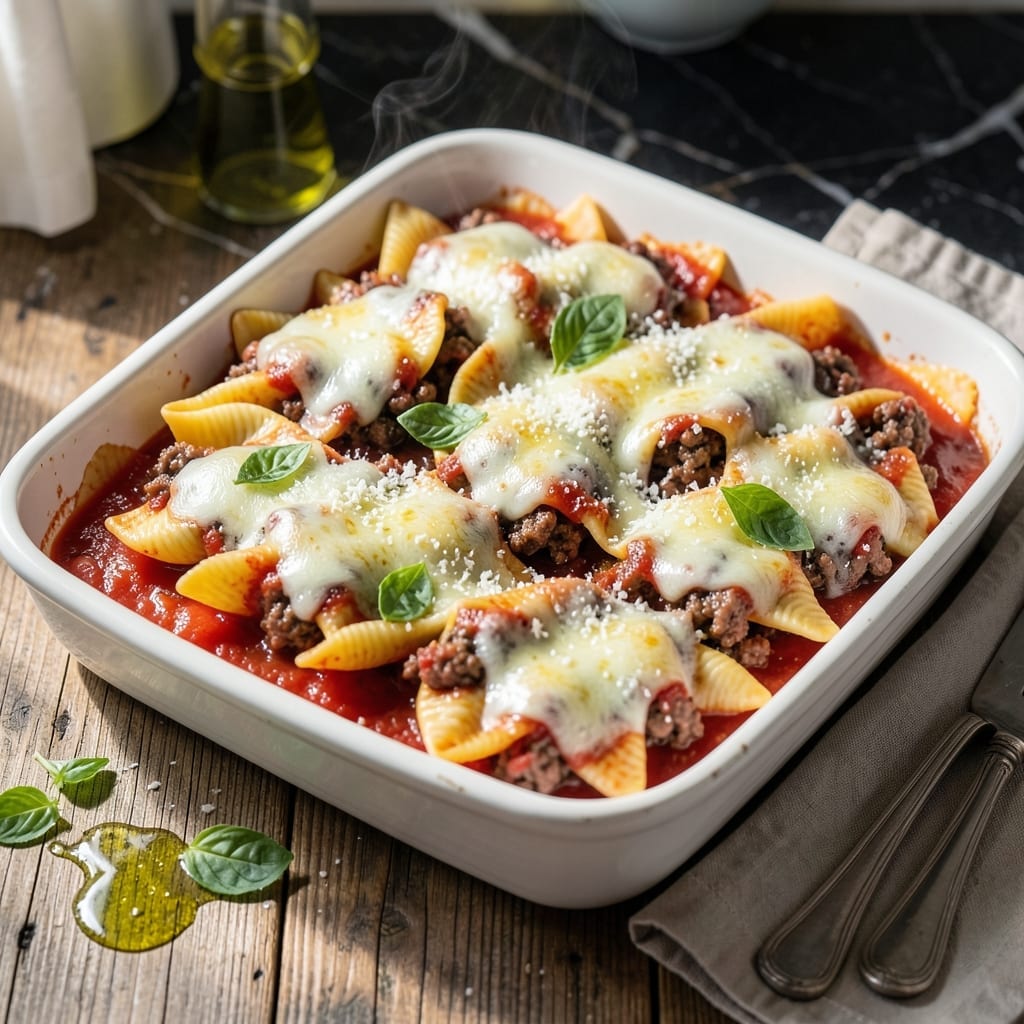 Jumbo Shells Recipe With Ground Beef: Stuffed Pasta With Rich Tomato Sauce