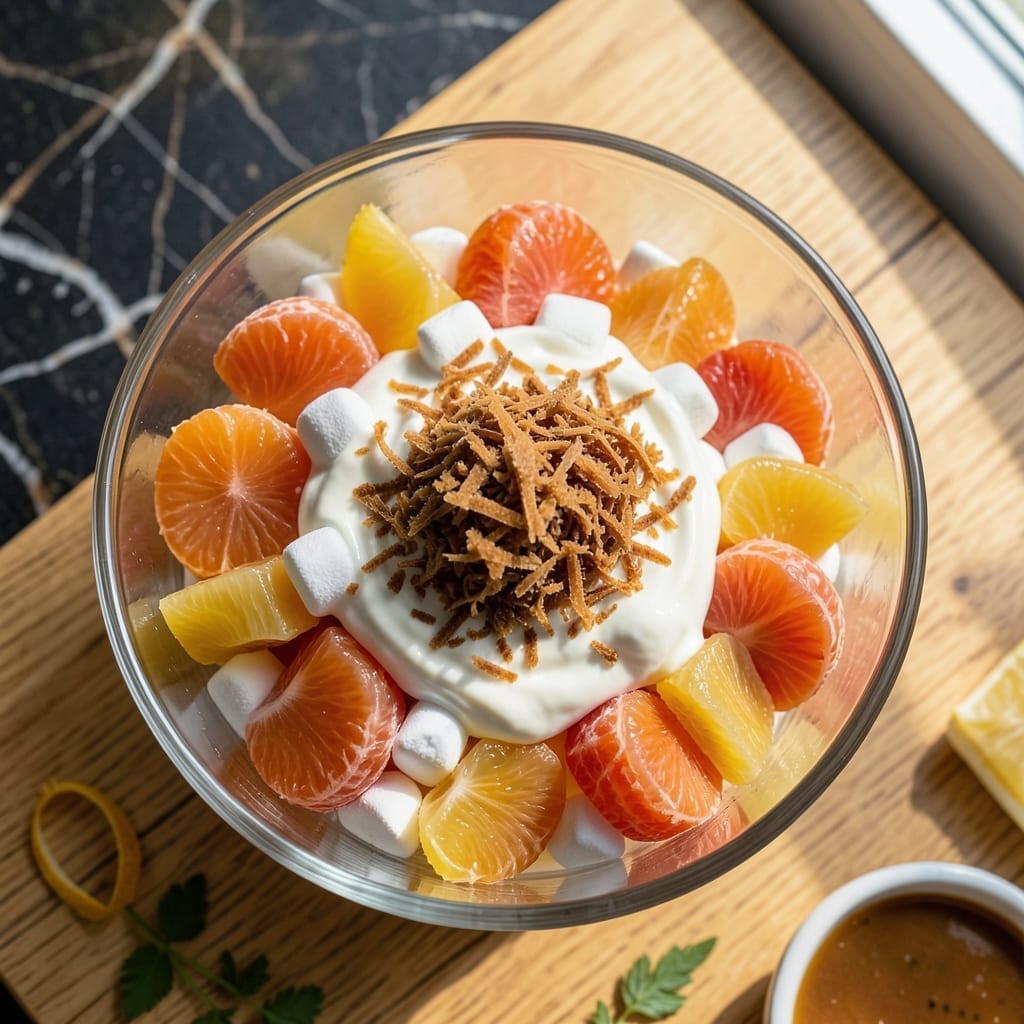 Recipe For Ambrosia Fruit Salad With Sour Cream: Creamy Citrus and Coconut Delight