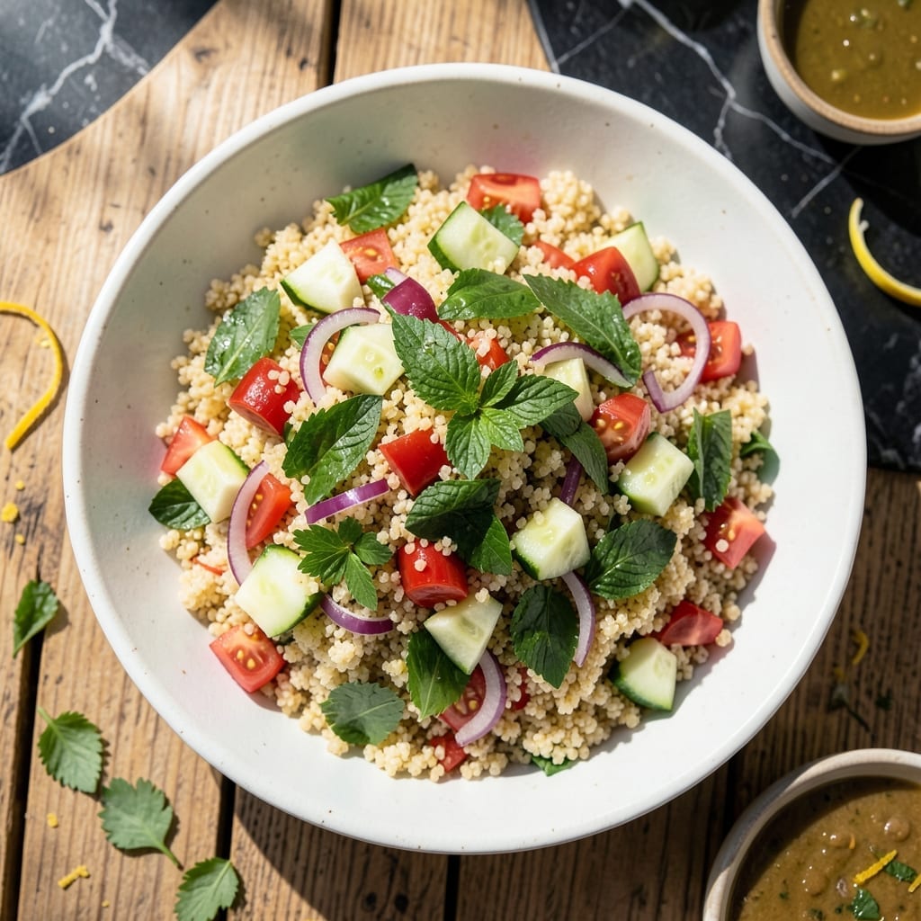 Recipe for Tabouli Salad With Couscous: Bright Parsley and Lemon Zing Recipe for Tabouli Salad With Couscous: Bright Parsley and Lemon Zing