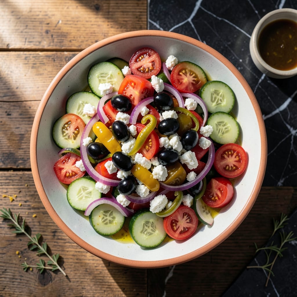 Greek Salad Recipe Pepperoncini: Briny Kick With Feta and Olives