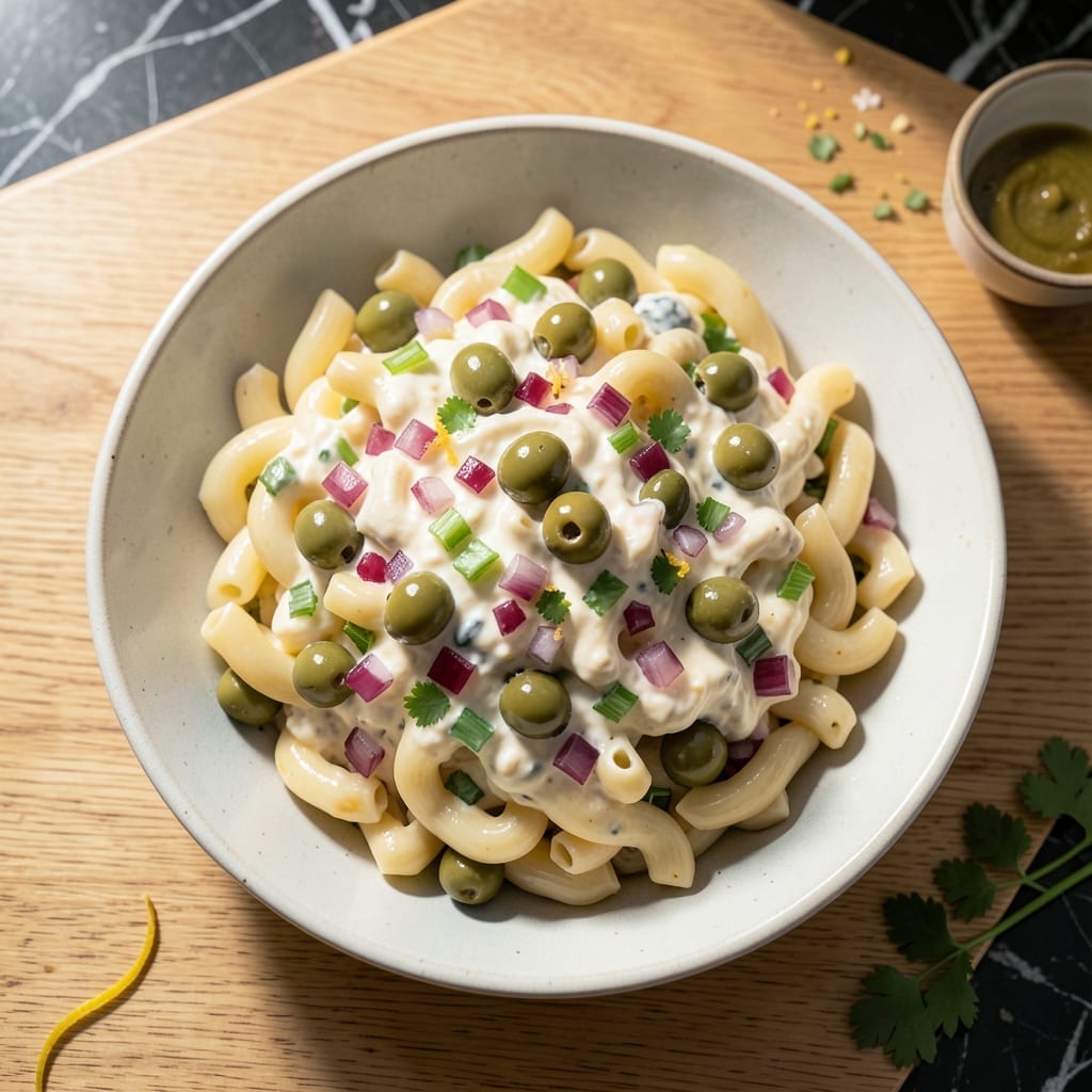 Macaroni Salad Recipe With Green Olives: Mediterranean Tang With Crunch