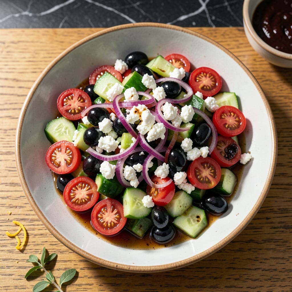 Greek Salad Recipe Balsamic Vinegar: Bright Mediterranean Crunch in Minutes