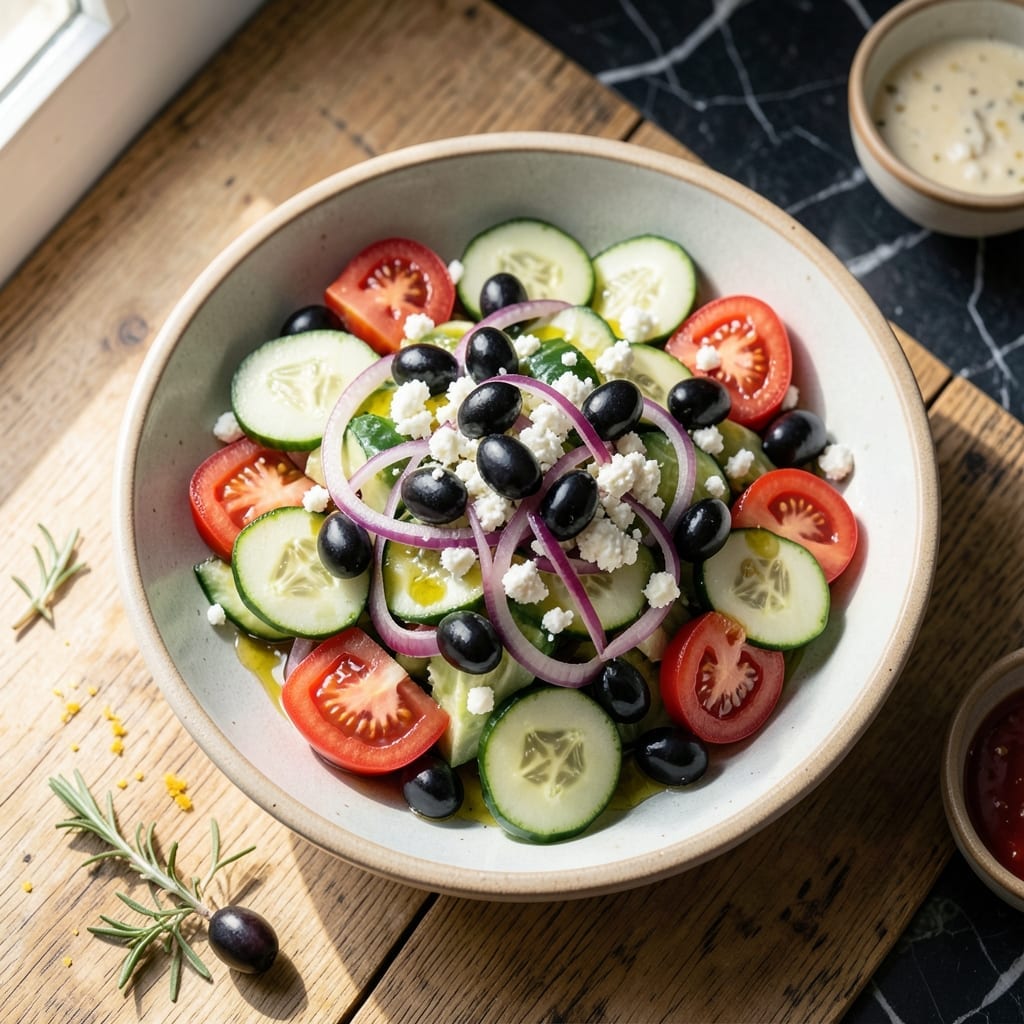 Rachael Ray Greek Salad Recipe: Crisp Cucumbers and Briny Olives