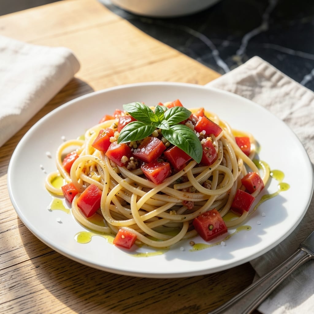 Pasta Recipe: Al Dente Noodles With Fresh Tomato Basil Sauce