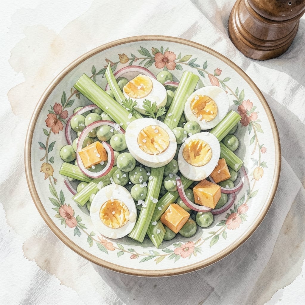 English Pea Salad With Canned Peas Recipe and Mayonnaise: Retro Creamy Crunch for Potlucks