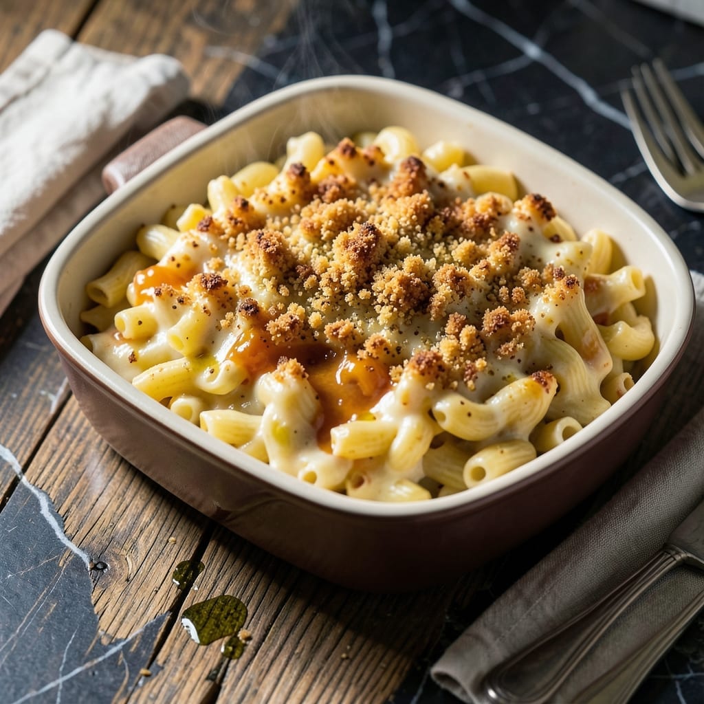Mac And Cheese Recipe Bread Crumb Topping: Golden Crunch Over Creamy Pasta