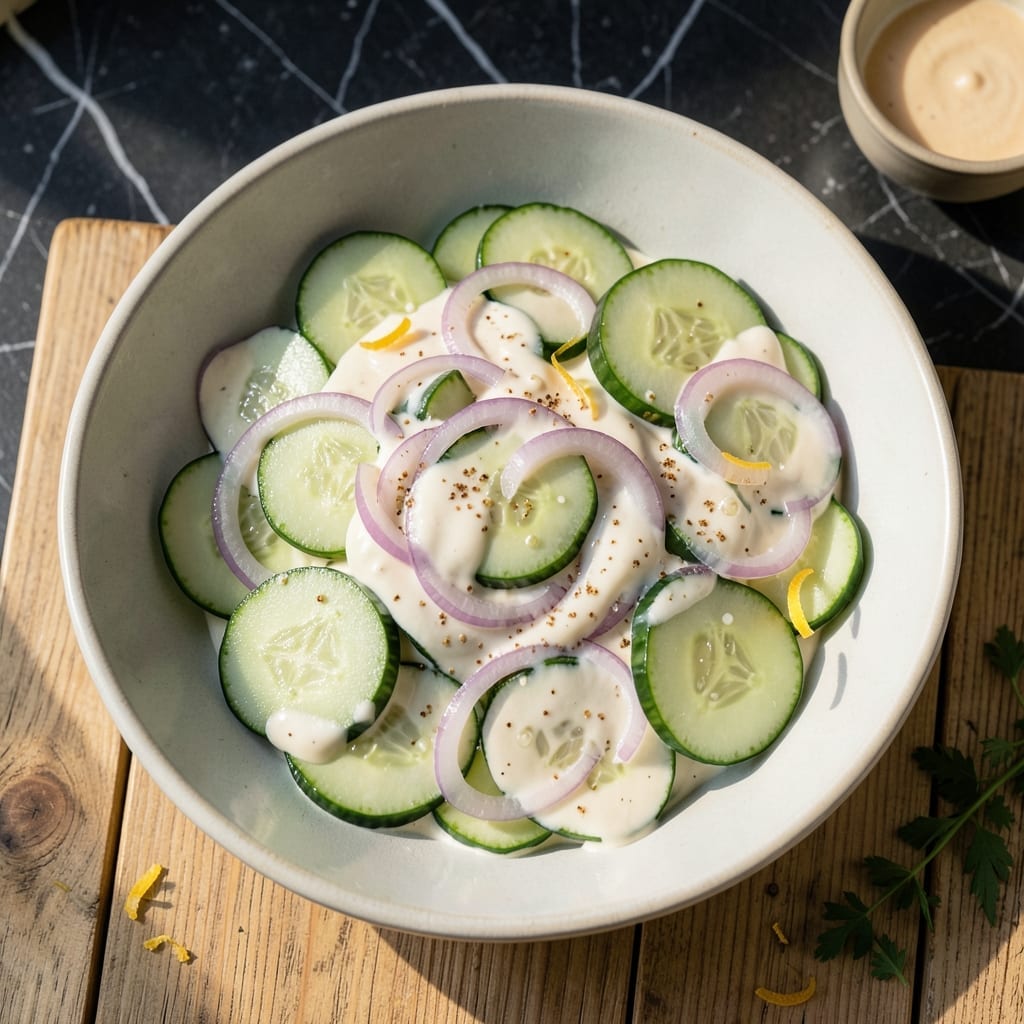 Creamy Cucumber Salad Recipe With Mayo and Sour Cream: Chilled Garden Freshness