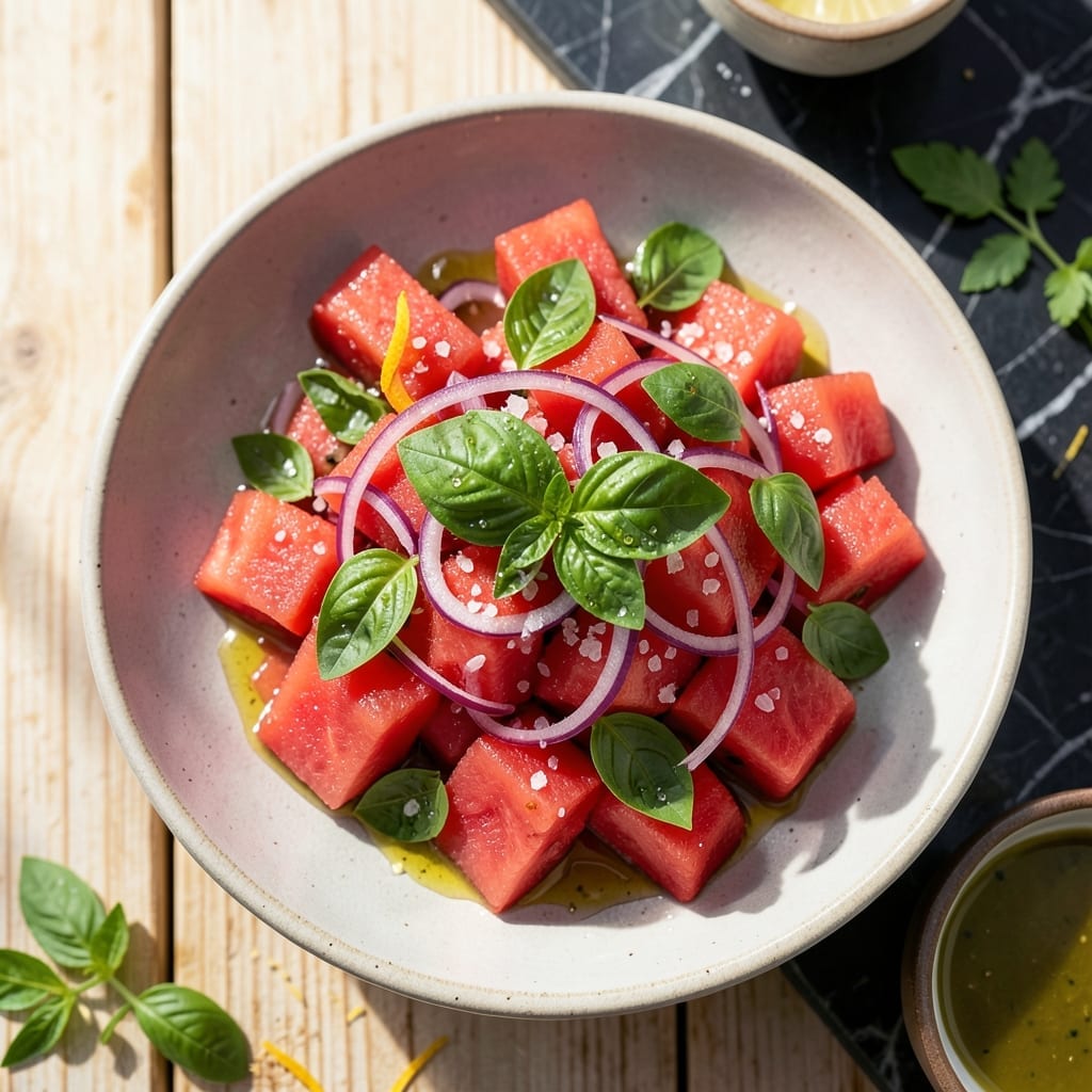Watermelon Salad Recipe With Basil: Summer Refreshment With Sweet and Herbaceous Notes