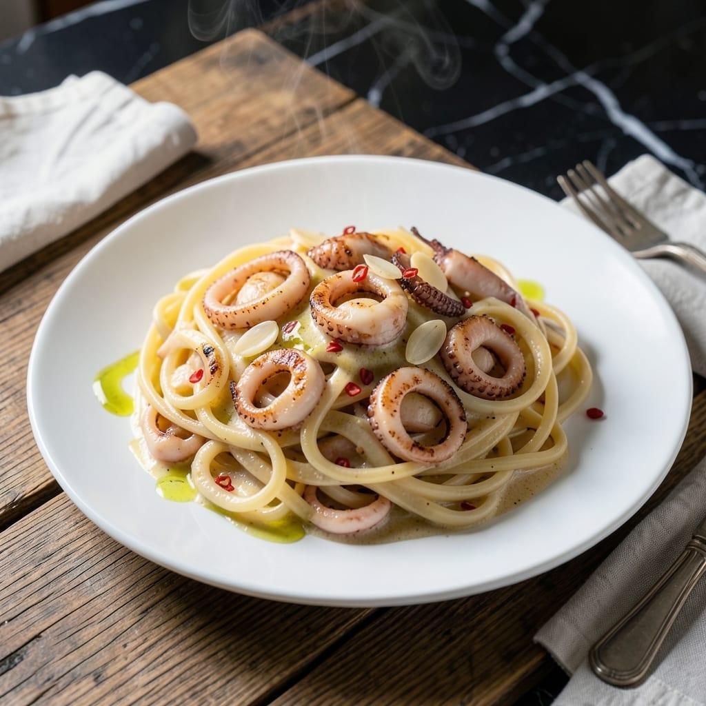 Calamari Pasta Recipe White Wine: Garlicky Seafood and Al Dente Noodles
