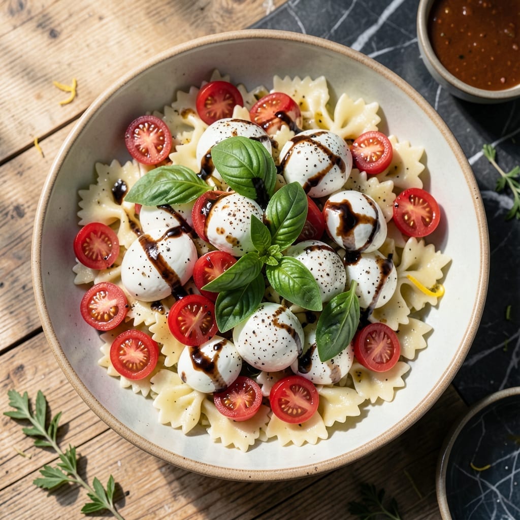 Caprese Pasta Salad Recipe Italian: Tomato and Basil Infinity in a Bowl