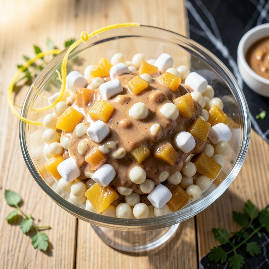 Frog Eye Salad Recipe Without Eggs: Retro Layered Pasta and Fruit Delight