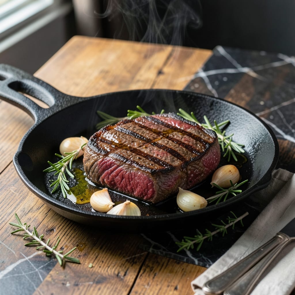 NY Steak Recipe Oven: Cast-Iron Crust With Even Cooking