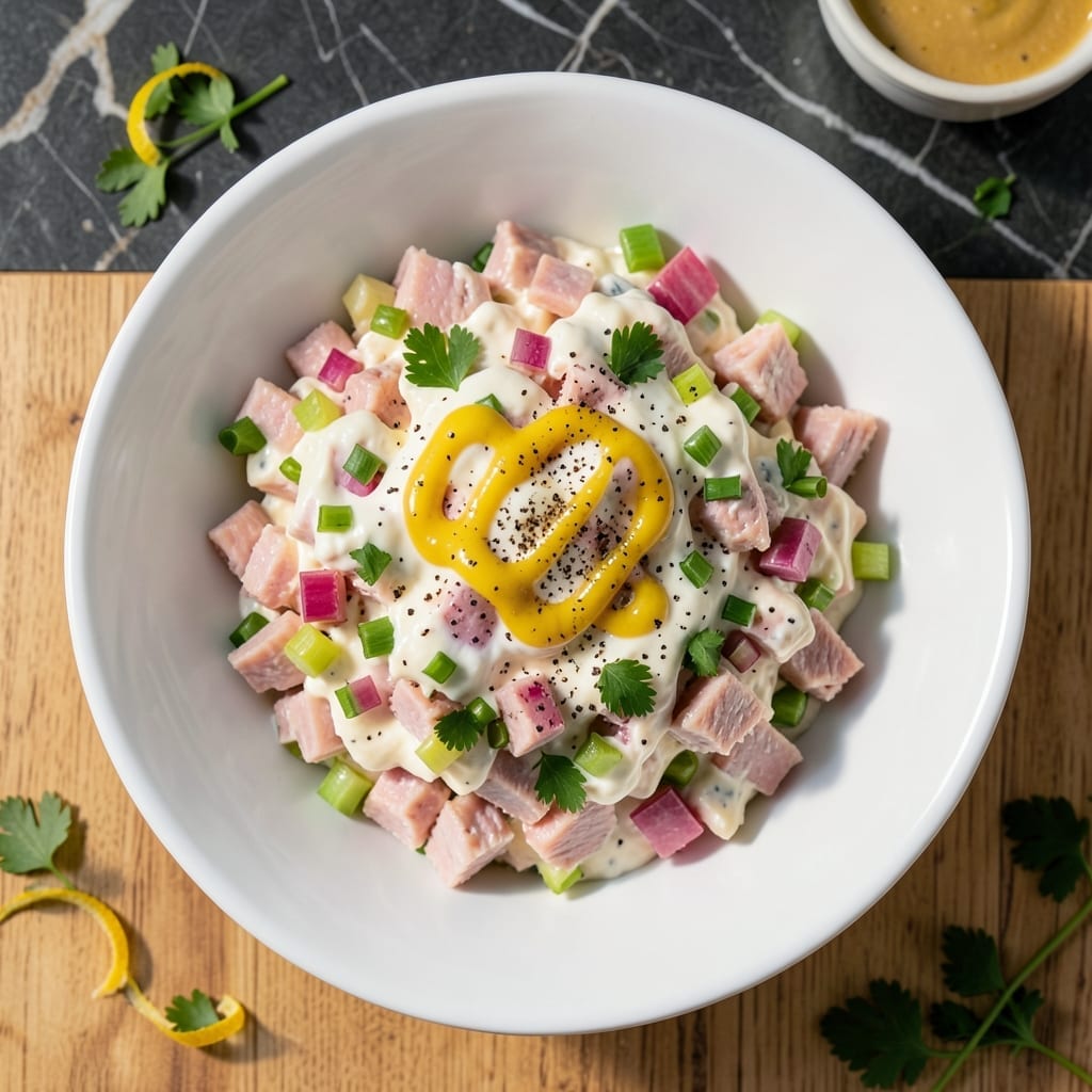 Ham Salad Recipe: Diced Ham and Creamy Dressing with Fresh Herbs