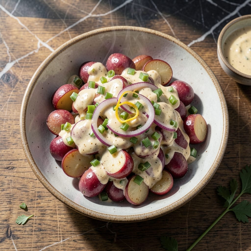 Potato Salad Recipe With Small Red Potatoes: Waxy Bites and Herbed Creaminess Potato Salad Recipe With Small Red Potatoes: Waxy Bites and Herbed Creaminess