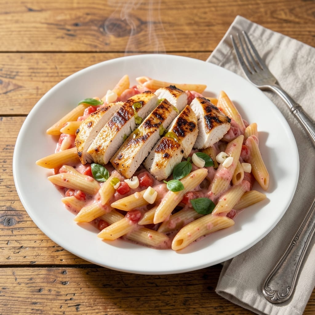 Penne Vodka Recipe with Chicken: Creamy Tomato Sauce with Tender Bites
