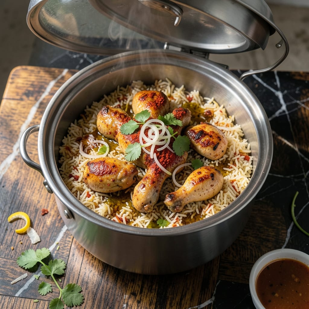 Hyderabadi Chicken Biryani Recipe in Rice Cooker: Fragrant Layers Without the Fuss