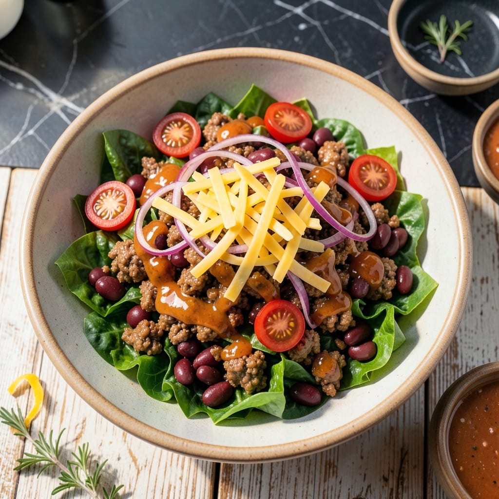 Taco Salad Recipe With Catalina Dressing And Kidney Beans: Fiesty Tex-Mex Layers in a Bowl