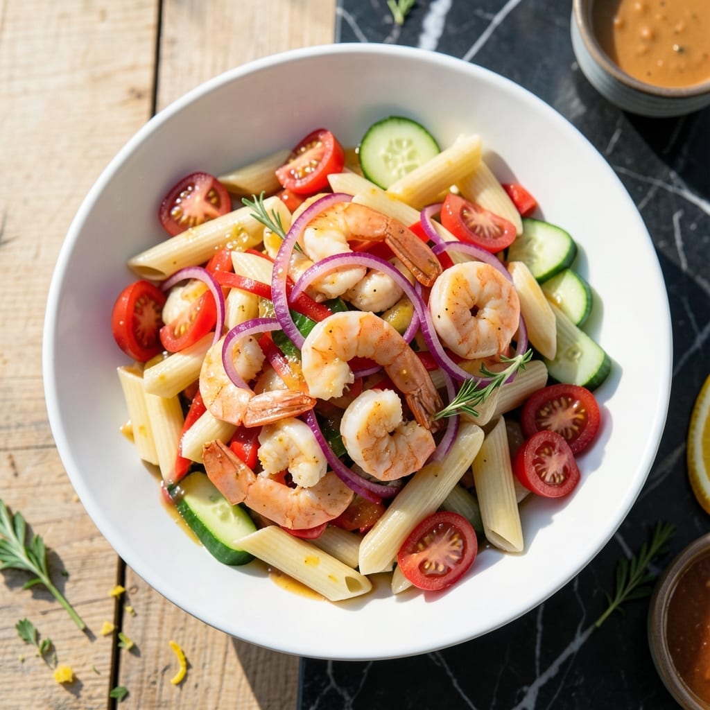 Shrimp Pasta Salad Recipe Italian Dressing: Chilled Zesty Noodle Medley