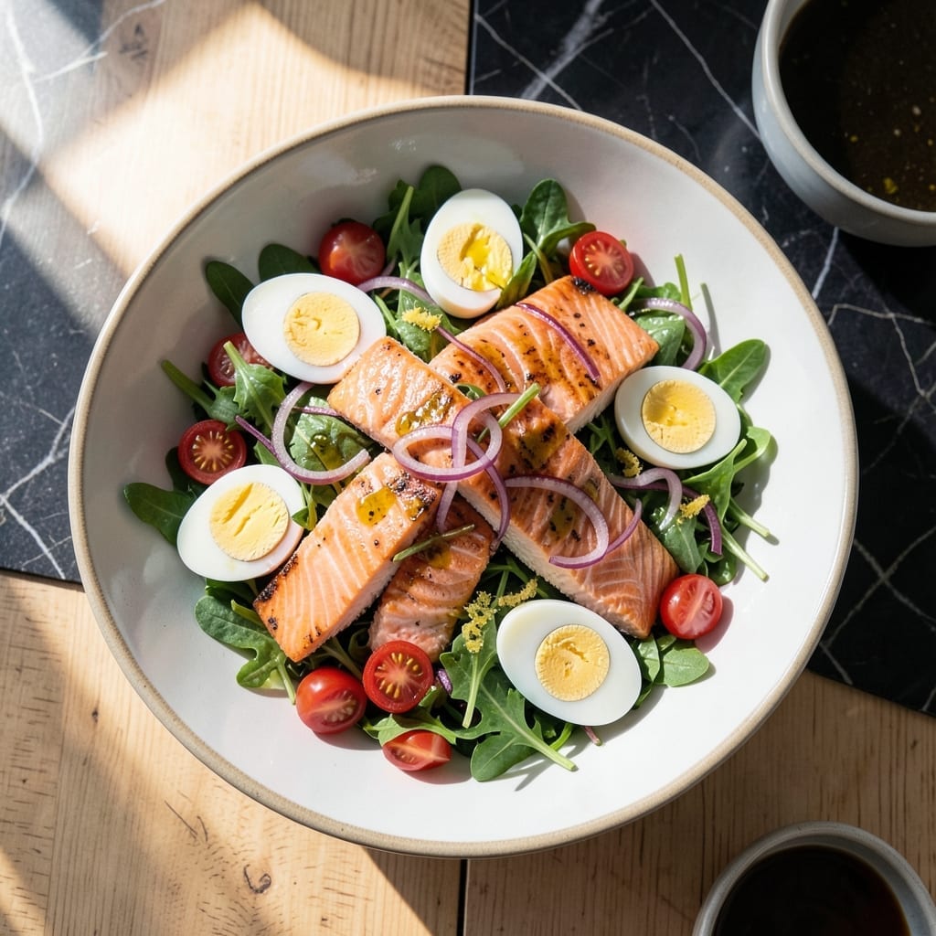 Salmon Salad Recipe With Boiled Eggs: Protein-Packed Medley With Creamy Hard-Boiled Bite