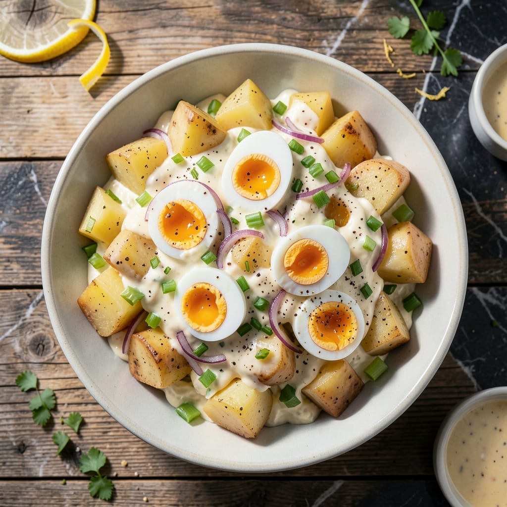 Potato Salad Recipe With Egg Mayo And Sour Cream: Velvety Texture With Garden-Fresh Crunch