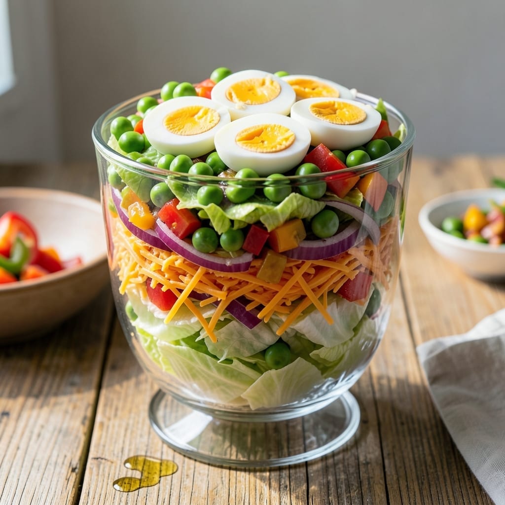 7 Layer Salad Recipe With Eggs and Peas: No-Bake Make-Ahead Classic