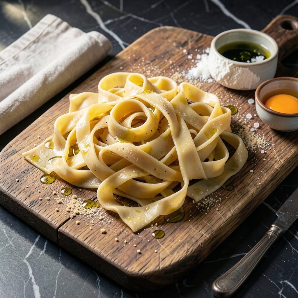 Fresh Pasta Recipe Without Machine: Hand-Kneaded Silky Ribbons Fresh Pasta Recipe Without Machine: Hand-Kneaded Silky Ribbons