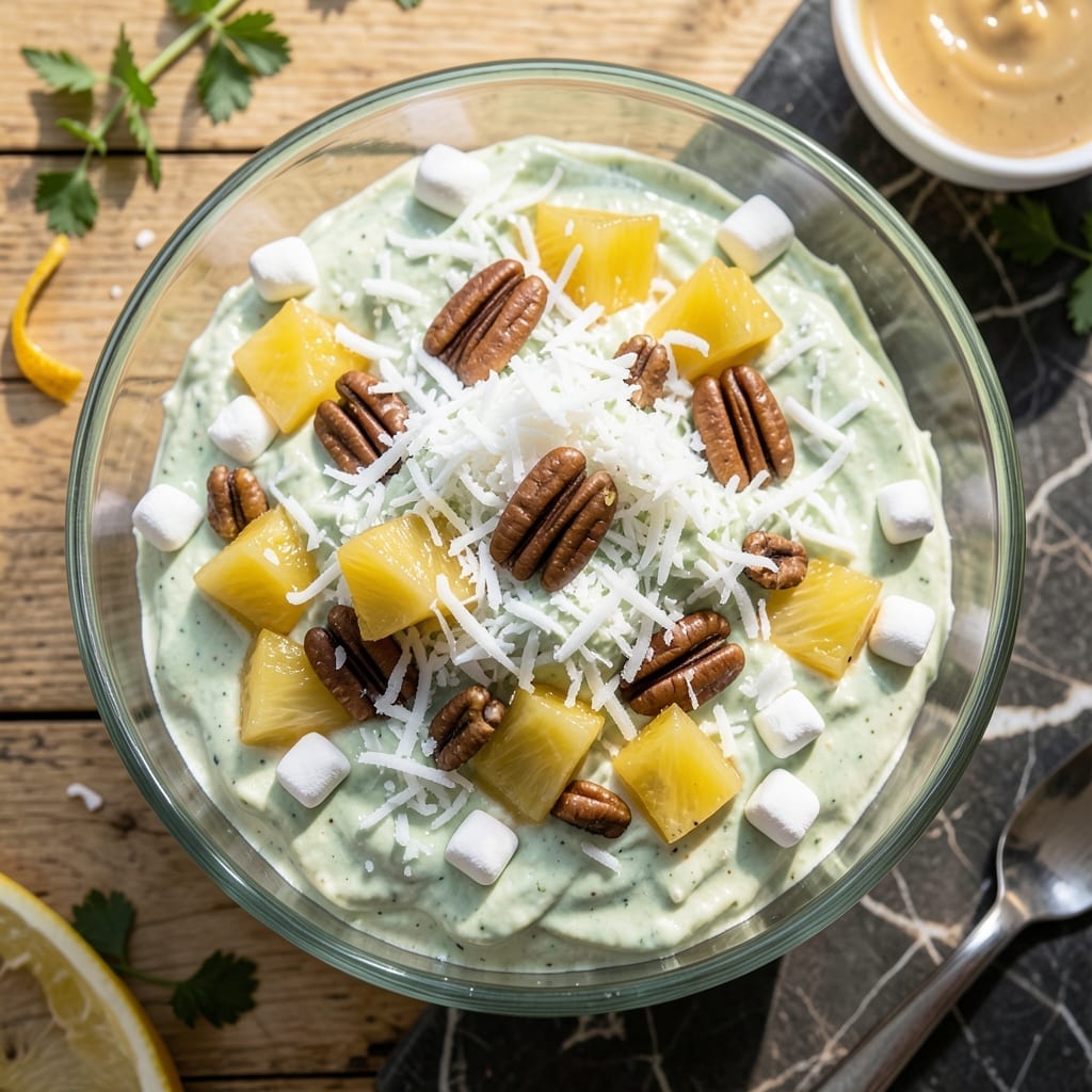 Watergate Salad Recipe With Coconut: Retro No-Bake Dessert with Marshmallow Pecan Crunch