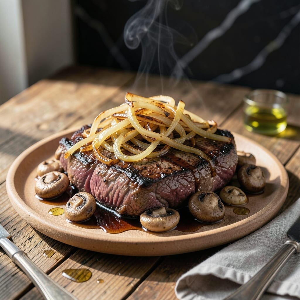 Mushroom and Onion Recipe for Steak: Savory Topping for Perfectly Seared Cuts