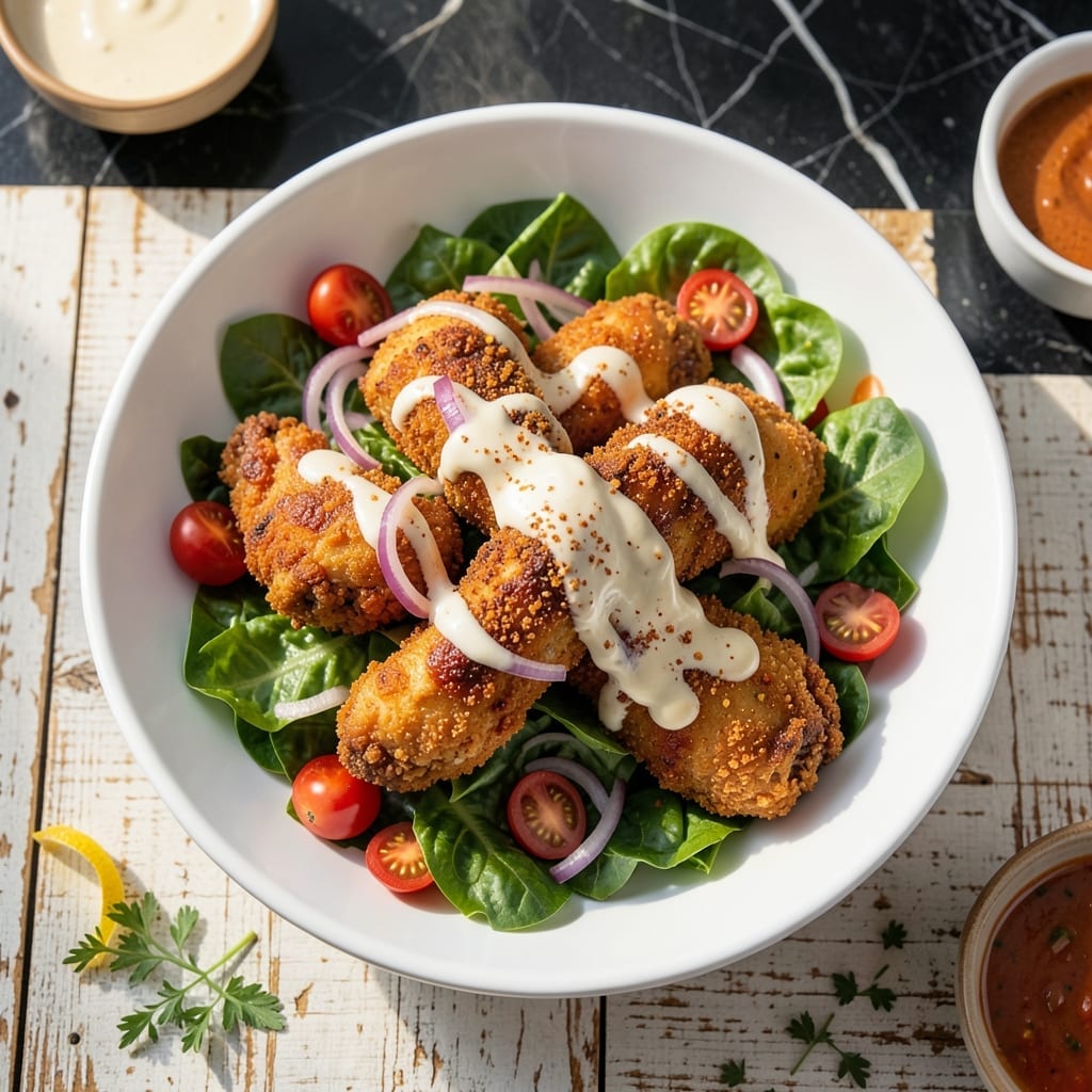 Fried Chicken Salad Recipe With Mayonnaise: Crunchy Bites in Creamy Dressing