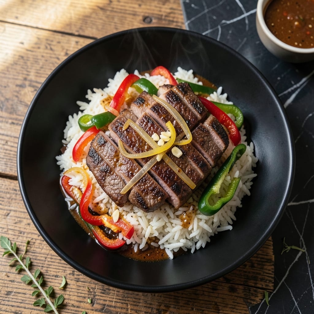 Old Fashioned Pepper Steak Recipe With Rice: Savory Beef and Bell Peppers Over Fluffy Grains