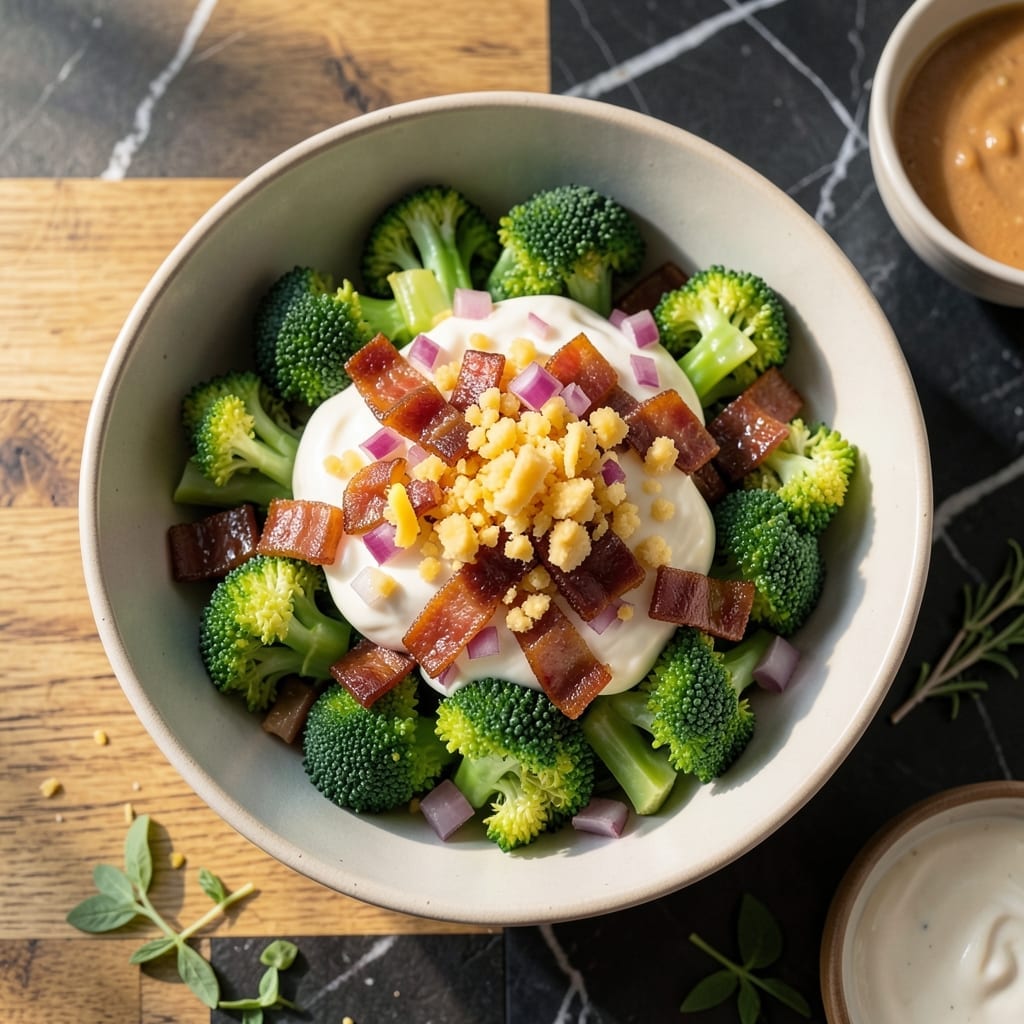 Broccoli Salad Recipe Ingredients: Tangy Cream with Crisp Veggies