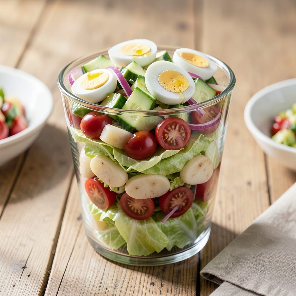 Layered Salad Recipe With Water Chestnuts: Crunchy Picnic Layers in a Bowl