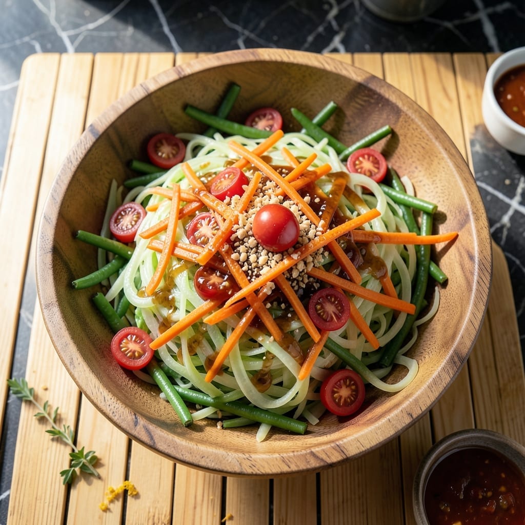 Recipe for Som Tam Salad: Thai-Inspired Green Papaya Tangy Crunch