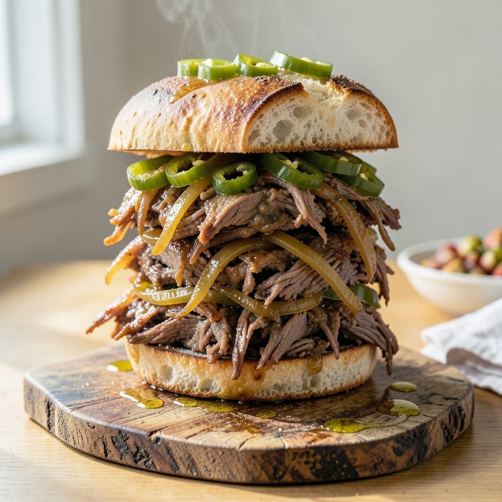 Italian Beef Sandwich Recipe Dutch Oven: Slow-Braised Tender Slices With Pepperoncini Italian Beef Sandwich Recipe Dutch Oven: Slow-Braised Tender Slices With Pepperoncini